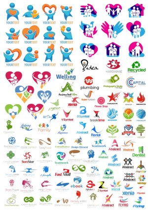 Collection of Various Vector Logos and Icons for Business and Family Themes Free Vector