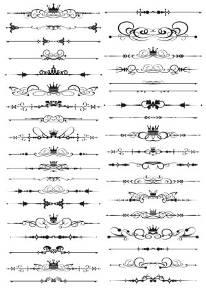 Elegant Black Vintage Ornament Dividers with Crowns Free Vector