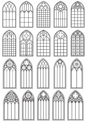 Collection of 20 Gothic-Style Arched Window Outlines Free Vector