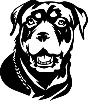 Black and White Vector Illustration of a Rottweiler Dog Free Vector