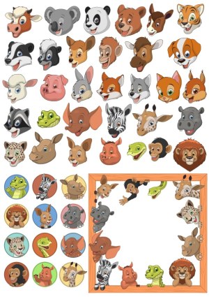 Cartoon Animal Heads and Frames Vector Collection Free Vector