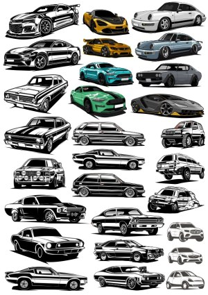 Collection of Classic and Modern Sports Car Vectors Free Vector