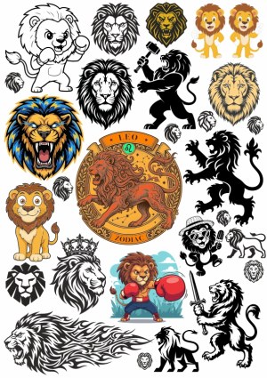 Lion and Leo Zodiac Vector Illustrations Collection Free Vector