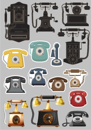 Vintage and Retro Rotary Dial Telephones Vector Set Free Vector