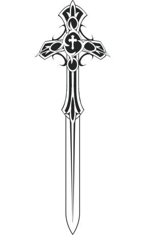 Decorative Sword with Cross Shaped Hilt Vector Free Vector