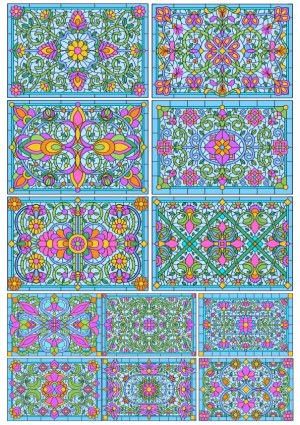 Colorful Floral Geometric Patterns Collection Free Vector