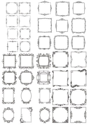 Collection of Ornate Vintage Square and Oval Decorative Frames Free Vector