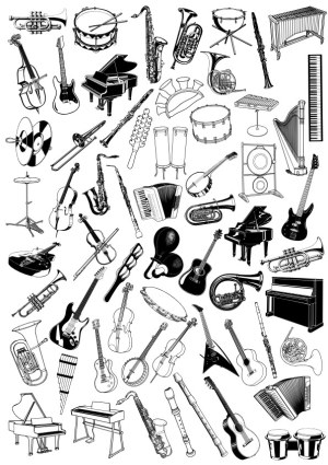 Vector Illustrations of Various Musical Instruments Free Vector