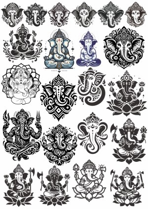 Collection of Varied Lord Ganesha Vector Illustrations and Designs Free Vector