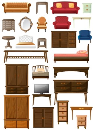 Collection of Various Classic and Modern Wooden Furniture Vectors Free Vector