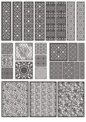 Black and White Ornamental Decorative Patterns Collection Free Vector
