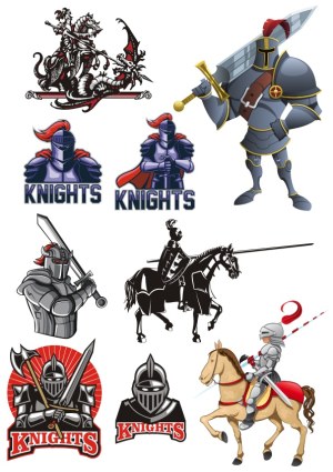 Medieval Knights and Jousting Vector Illustrations Free Vector