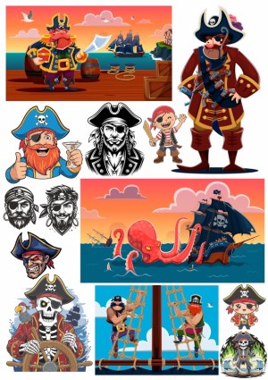 Pirate Characters and Scenes Vector Collection Free Vector