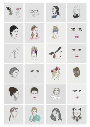 Collection of Minimalist Female Portrait Vectors with Fashion Accessories Free Vector