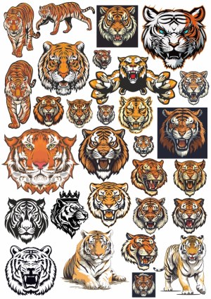 Collection of Tiger Vector Illustrations and Mascots Free Vector