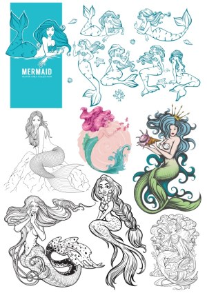 Mermaid Vector Girls Collection with Multiple Designs and Styles Free Vector