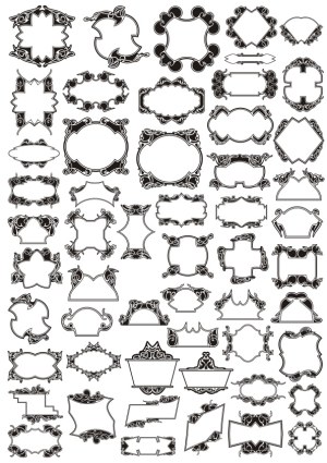 Set of Ornate Vintage Decorative Frames and Labels Free Vector
