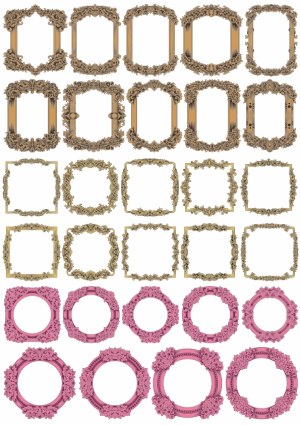Ornate Vintage Vector Frames Collection in Gold and Pink Free Vector