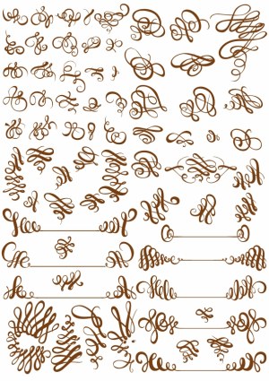Decorative Calligraphic Flourishes and Swirls Vector Pack Free Vector