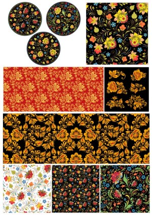 Floral Decorative Folk Art Vector Patterns Free Vector