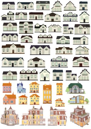 Variety of Residential House Vector Illustrations Free Vector