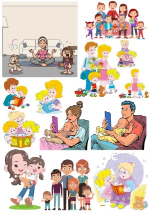 Parenting and Family Life Vector Illustrations Set Free Vector