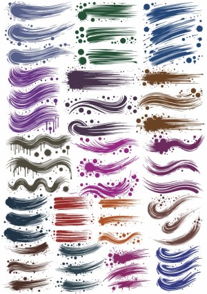 Colorful Grunge Ink Brush Stroke and Splatter Vector Set Free Vector
