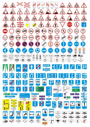 Comprehensive Collection of Road Traffic Signs and Symbols Free Vector