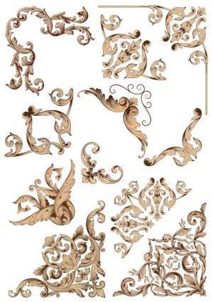 Vintage Ornate Baroque Corner Flourish Vectors Free Vector