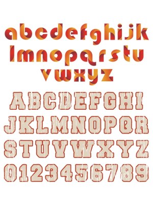 Two Distinct Decorative Alphabet and Number Vector Sets Free Vector