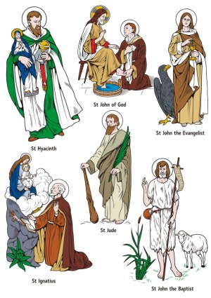 Catholic Saints Vector Illustrations Set Free Vector