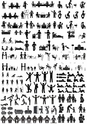 Comprehensive Set of Human Activity and Gesture Silhouettes Free Vector