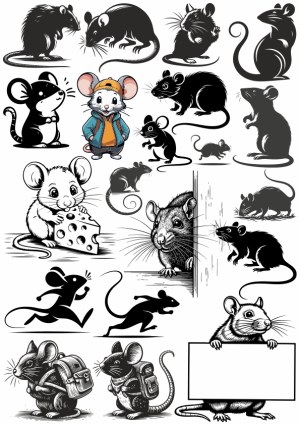 Collection of Cartoon and Realistic Mouse Vector Illustrations Free Vector