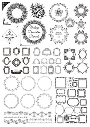 Vintage Decorative Floral Frames and Borders Collection Free Vector