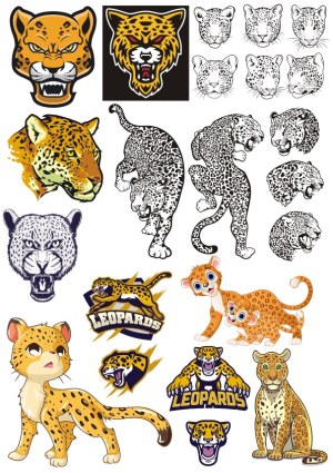 Leopard and Jaguar Vector Illustrations and Mascots Free Vector