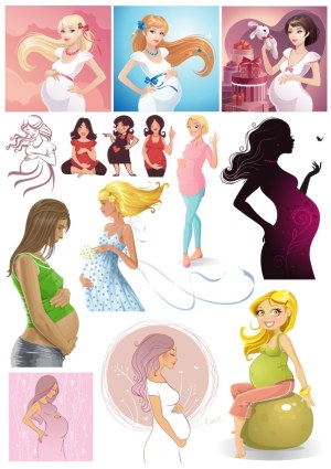 Pregnant Women Vector Illustrations Collection Free Vector