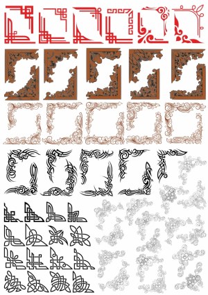 Decorative Vector Corners in Various Styles and Colors Free Vector