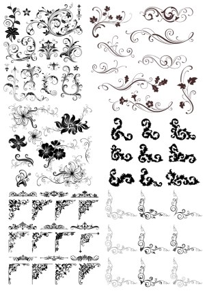 Floral and Ornamental Victorian Vector Design Elements Free Vector