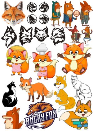 Collection of Fox and Wolf Vector Illustrations and Logos Free Vector