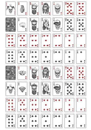 Playing Cards with Skull and Gothic Character Art Vector Set Free Vector