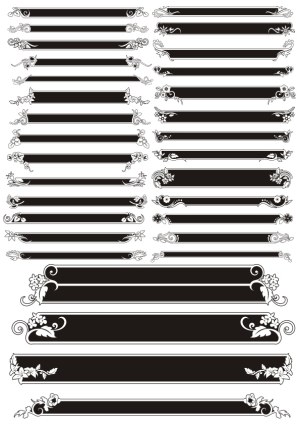 Black and White Decorative Floral Borders and Frames Free Vector