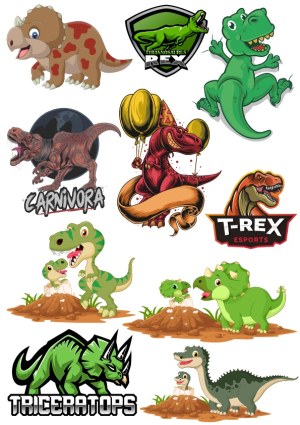 Colorful Dinosaur Vector Illustrations and Logos Free Vector