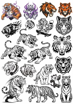 Collection of Tiger Illustrations and Mascots Free Vector