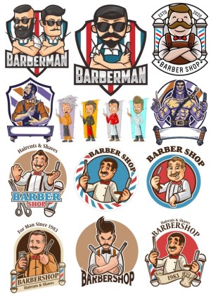 Collection of Barber Shop and Barbershop Logo Vectors with Illustrations Free Vector
