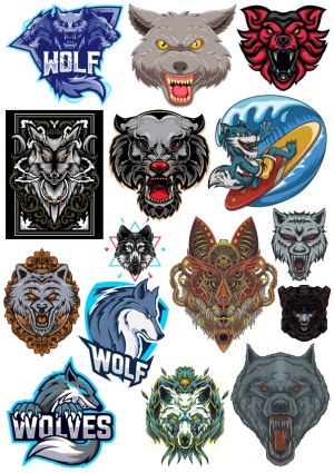 Collection of Stylized Wolf and Werewolf Vector Mascots Free Vector