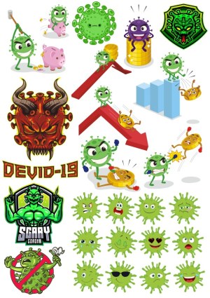 Coronavirus Character Illustrations and Business Impact Vector Set Free Vector