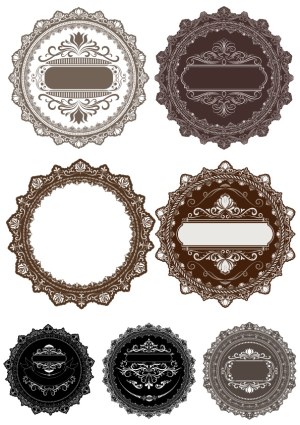 Set of Vintage Ornate Circular Frames with Floral and Filigree Designs Free Vector