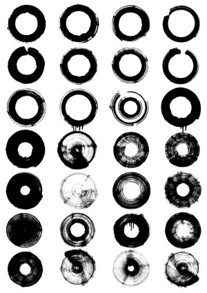 Grunge Black Circular Brush Stroke Vector Set Free Vector