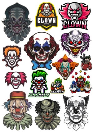 Horror and Gaming Clown Vector Illustrations Free Vector