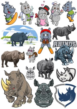 Cartoon and Realistic Rhinoceros Vector Collection Free Vector